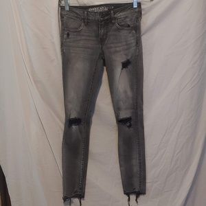 Grey Distressed Skinny Jeans